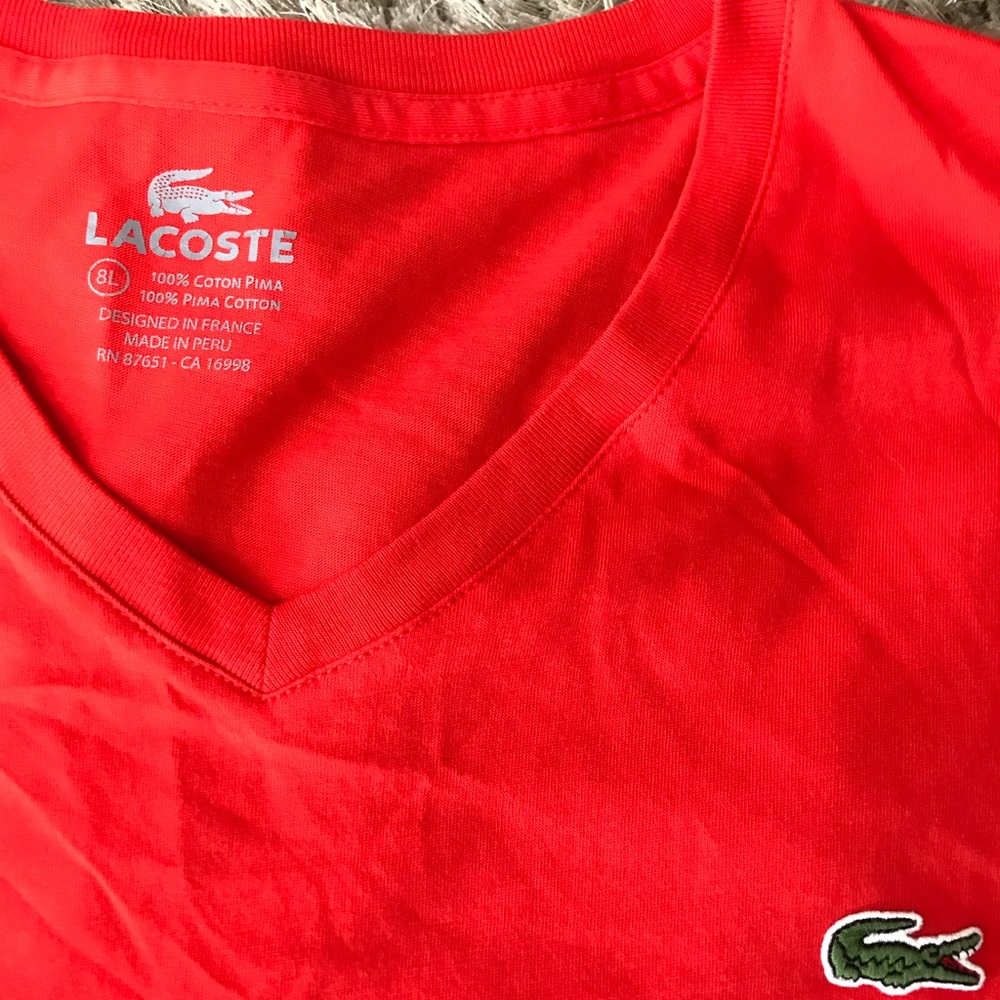 Lacoste orange v-neck t-shirt